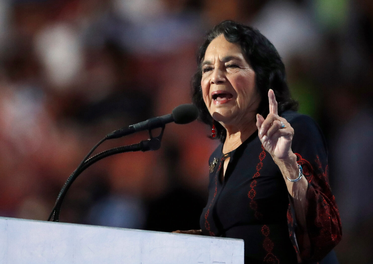 FILE - Civil rights leader Dolores Huerta speaks during the final day of the Democratic National Co...