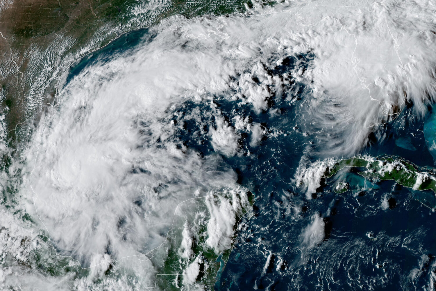 This satellite image from the National Oceanic and Atmospheric Administration shows Tropical Depres...