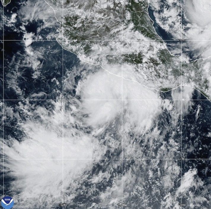 This satellite image from the National Oceanic and Atmospheric Administration shows Tropical Storm ...