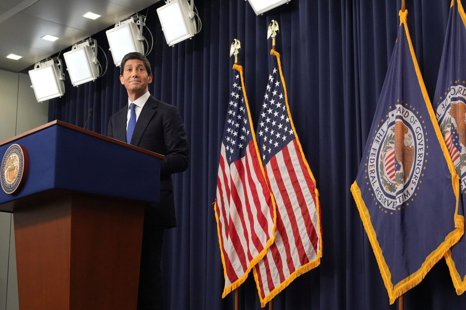 Federal Reserve Board Chairman Kevin Warsh speaks during a news conference at the Federal Reserve i...