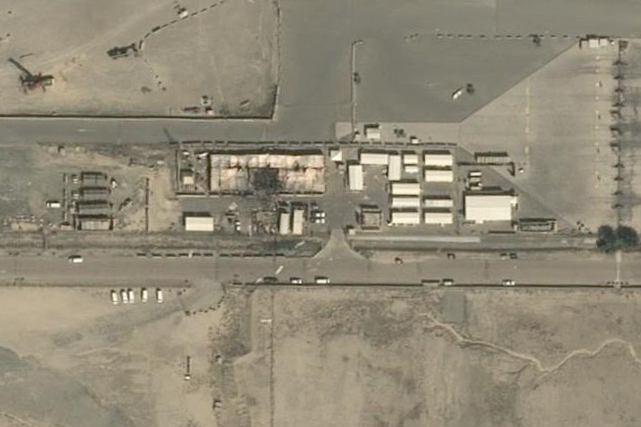 This satellite image from March 4, 2026, shows the aftermath of the strike that hit the U.S. tactic...