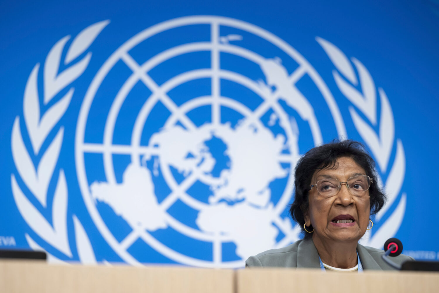 FILE - Navi Pillay, Chair, Commission of Inquiry on the Occupied Palestinian Territory, including E...
