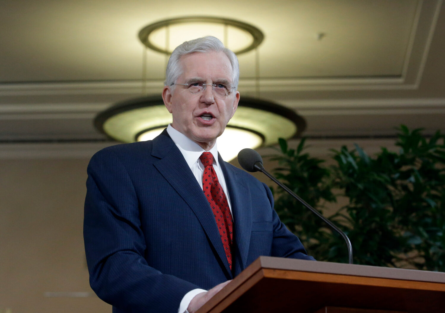 FILE - Elder D. Todd Christofferson of the Church's Quorum of the Twelve Apostles speaks during a n...