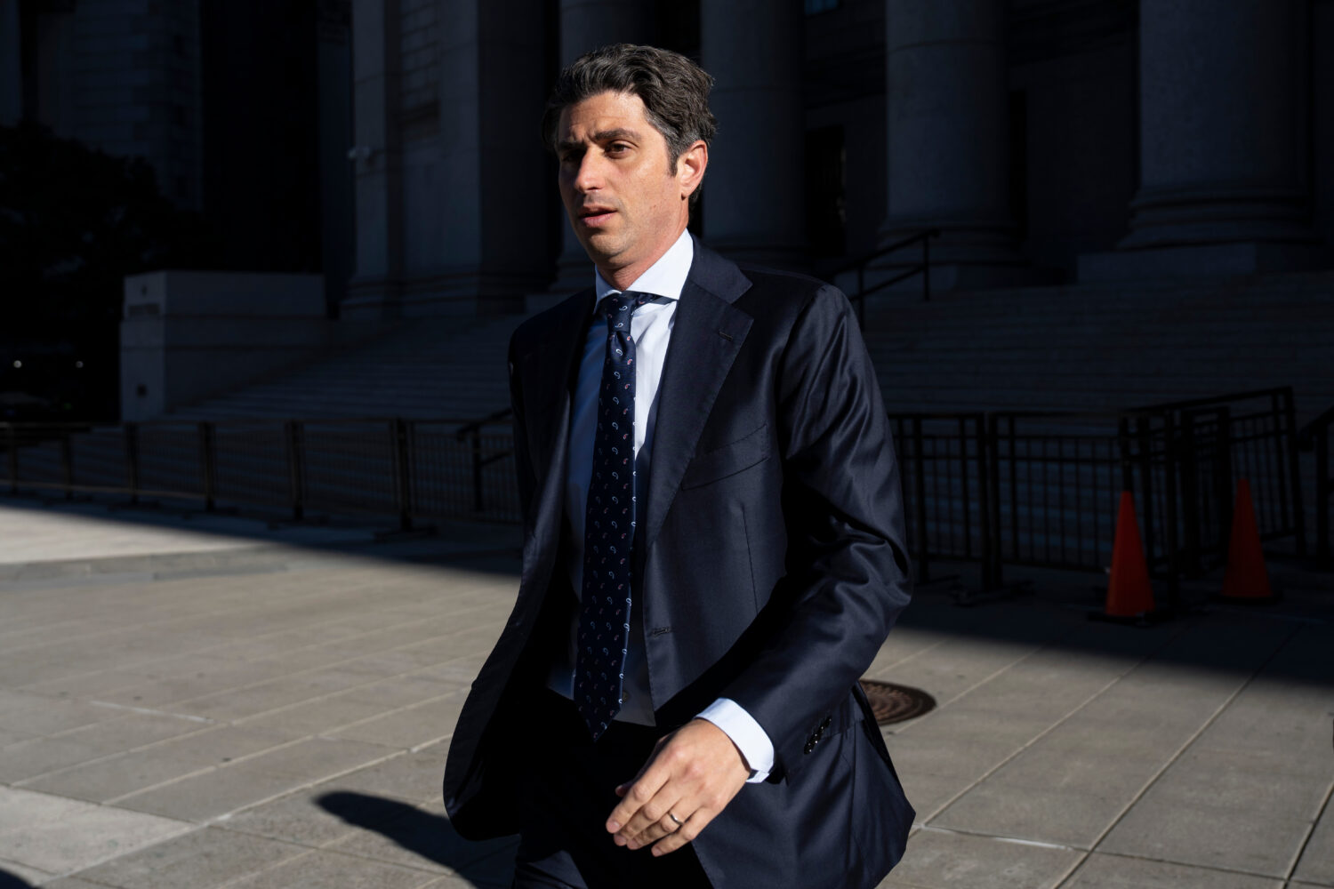 Josh Wander, co-founder of 777 Partners, leaves federal court, Thursday, Oct. 15, 2026, in New York...