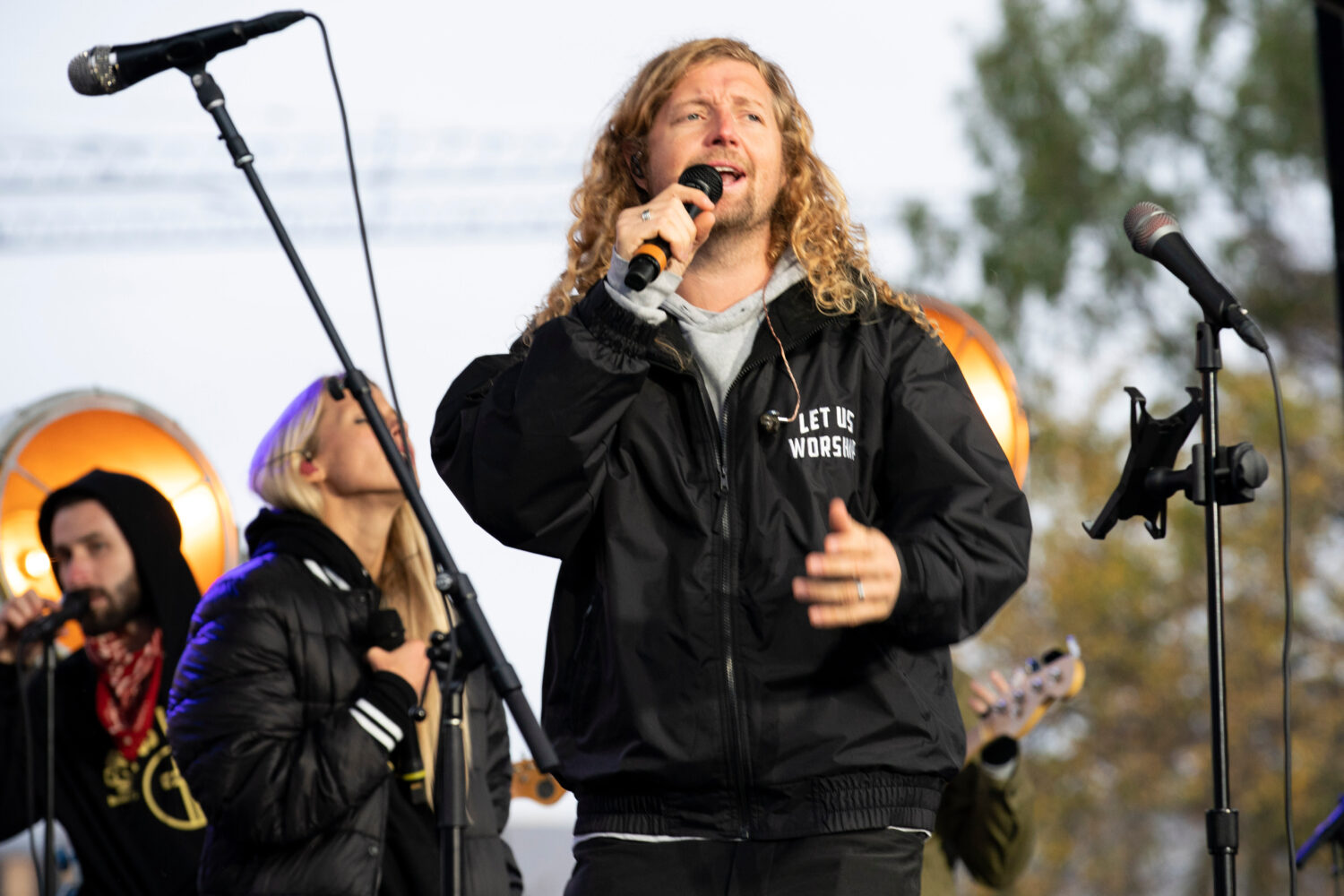 FILE - Christian musician Sean Feucht, of California, preaches to the crowd during a rally at the N...