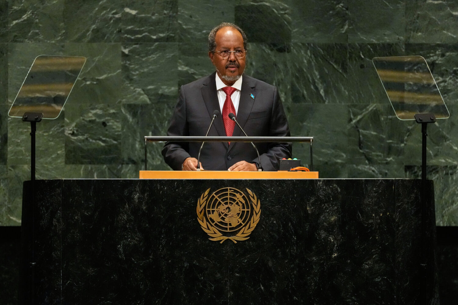 FILE -Somalia's President Hassan Sheikh Mohamud speaks during the 81st session of the United Nation...