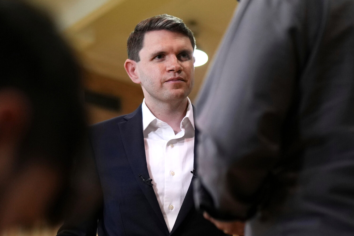 FILE - Democratic U.S. Senate candidate Texas state Rep. James Talarico speaks during a television ...