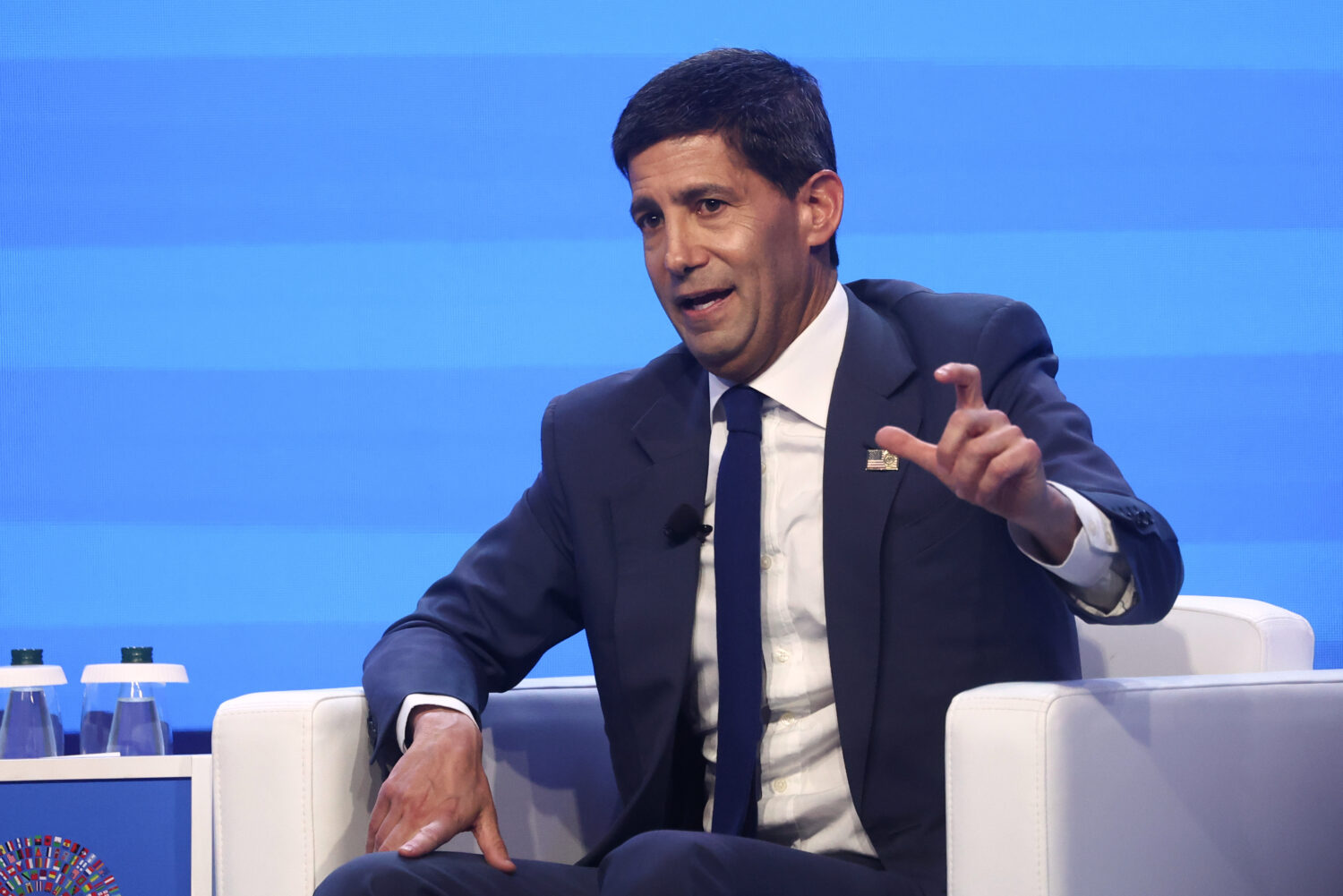 U.S. Federal Reserve Chairman Kevin Warsh speaks during the annual meetings of the International Mo...