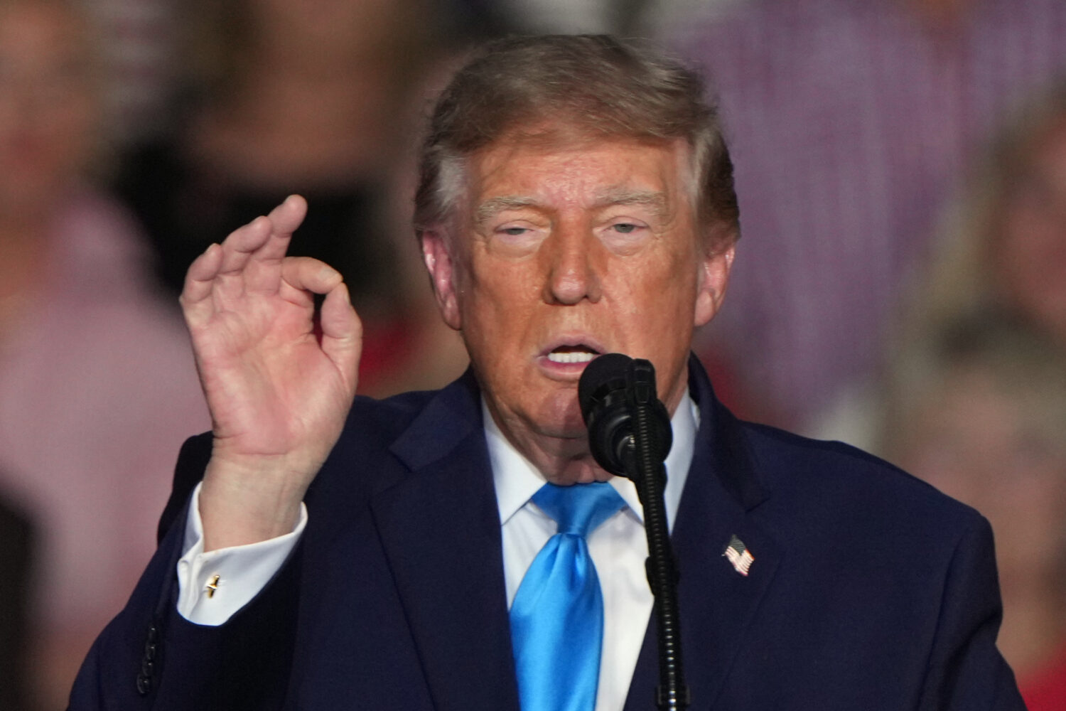 President Donald Trump speaks at a campaign rally at the Pinnacle Bank Expo Center, Monday, Oct. 5,...