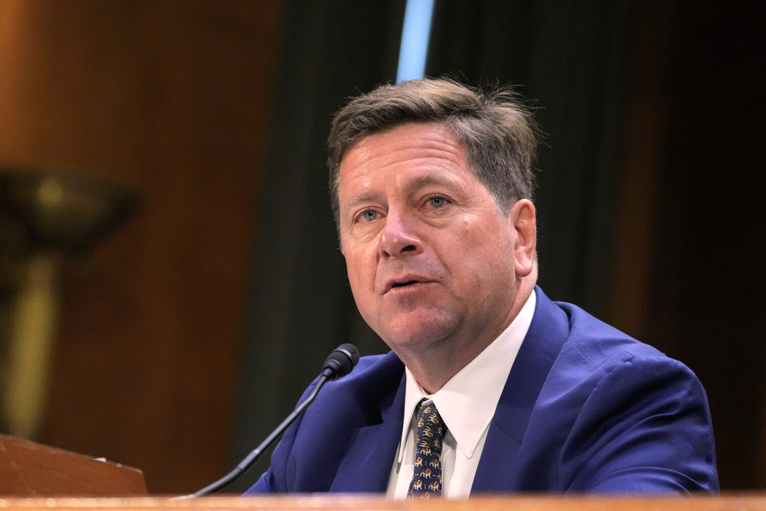 FILE - Jay Clayton testifies during a Senate Intelligence Committee confirmation hearing on Capitol...