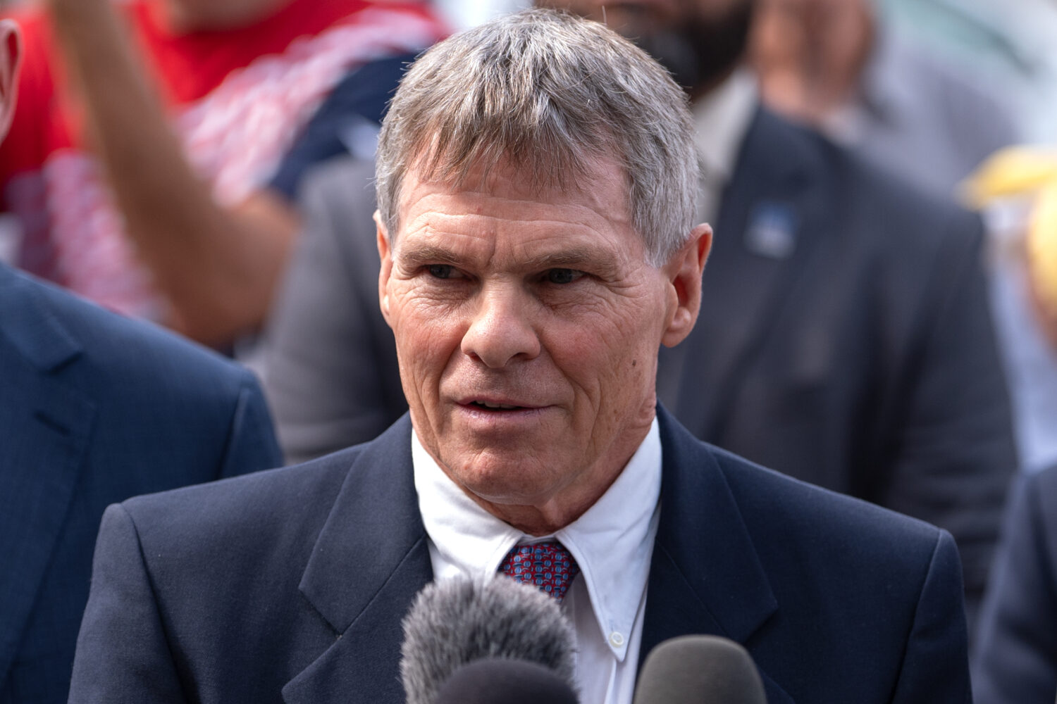 FILE - Former Olympic canoeist David Hearn, speaks to reporters outside the District of Columbia Co...