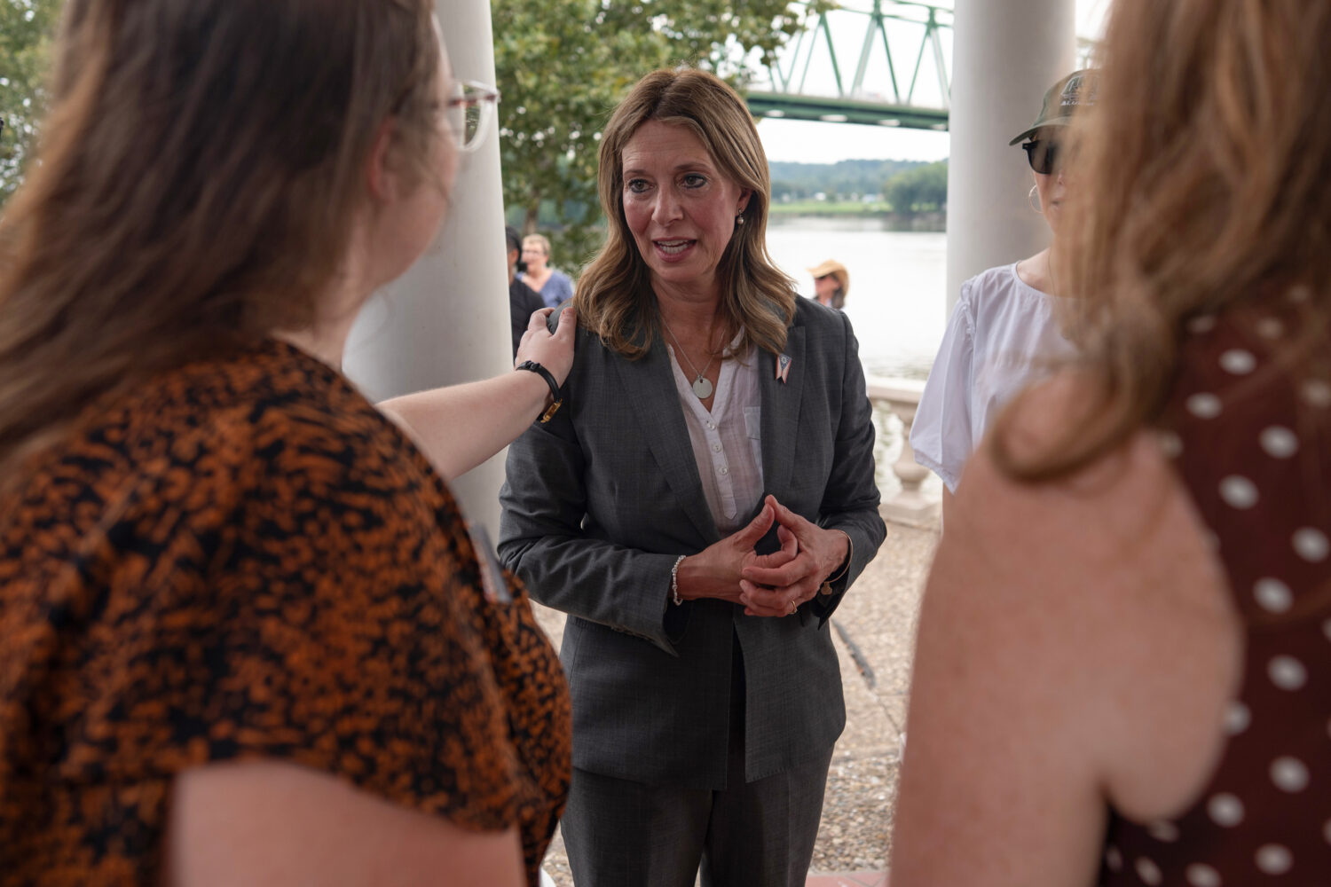 Democratic gubernatorial candidate Dr. Amy Acton speaks with supporters during a campaign event alo...