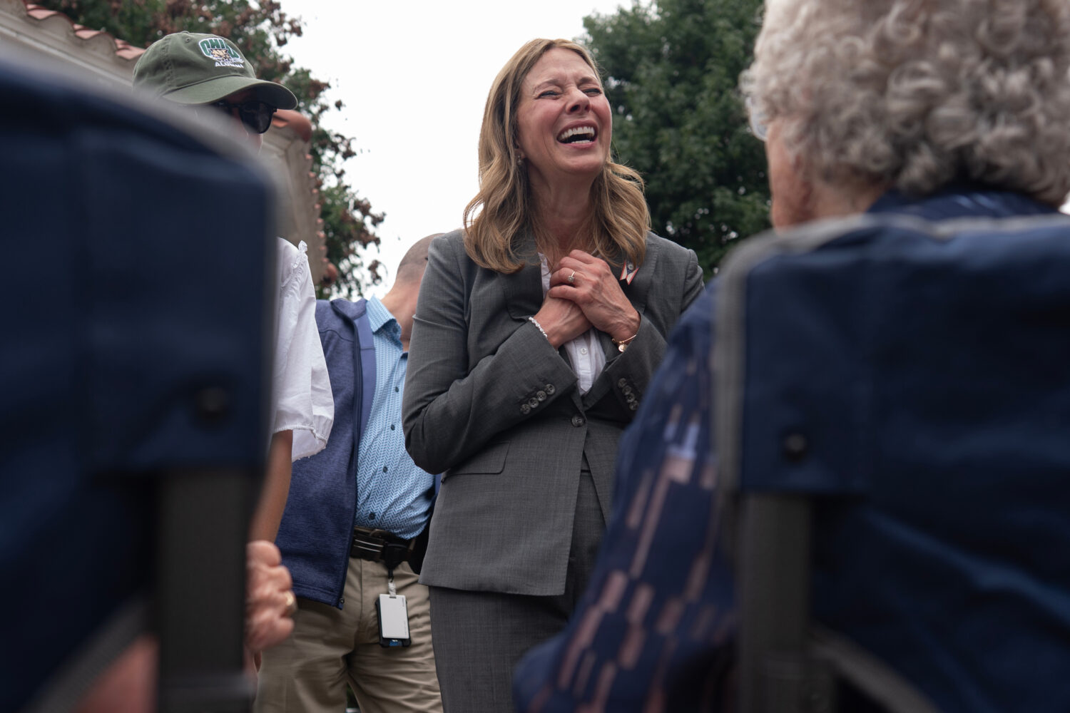 Democratic gubernatorial candidate Dr. Amy Acton visits with supporters during a campaign event alo...