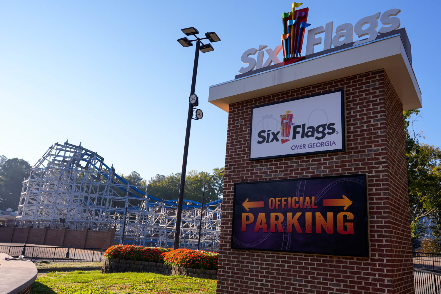 Attractions are seen at Six Flags Over Georgia, about 15 miles (24 kilometers) northwest of Atlanta...