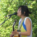 Thao came on stage with a large Flavor Flav clock necklace that referenced Thao beer a gift from a fan, Saturday, August 30th, 2008.