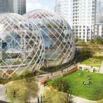 Street level rendering of proposed Amazon.com biosphere on its new Seattle campus