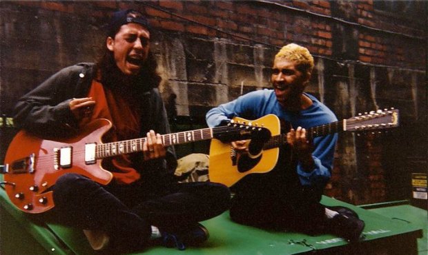 Marco Collins took this photo of Dave Grohl and Pat Smear, of the Foo Fighters and Nirvana, playing...