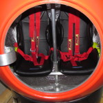 A look inside the cramped quarters of the two-person tsunami survival capsule.