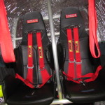 The seats are modified racing seats with four point harnesses for extra stability.