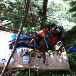 With all the trees in Washington state, Joe Barbera said that while his landing was graceful, it was also statistically likely he would end up in a tree.

Image courtesy the Lawn Chair Pilots