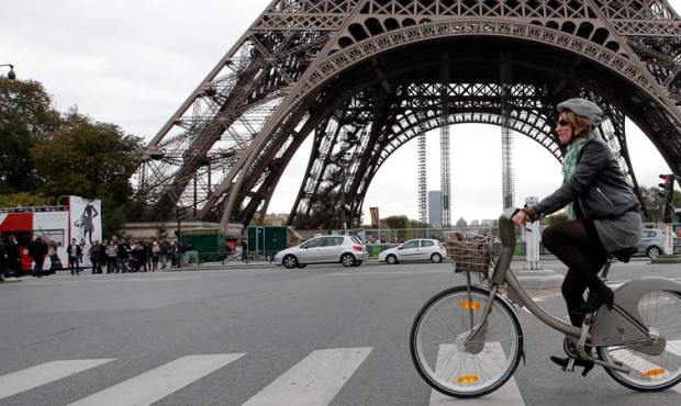 Paris has 20,000 public rental bikes with stations every 400 yards. (AP Photo/File)...