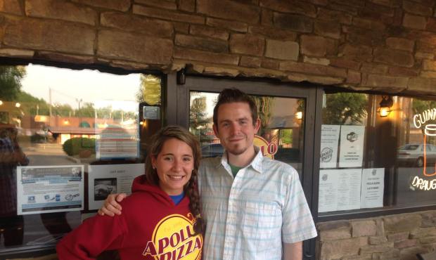 Seth Collins poses with Andrea at Apollo Pizza in Richmond, KY, one of the recipients of a $500 tip...
