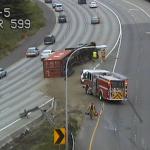 Fire crews arrive on scene, blocking the ramp from State Route 599 to southbound I-5.