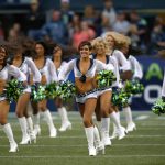 Seattle Seahawks Sea Gals cheerleaders perform during an NFL football game between the Seattle Seahawks and the San Francisco 49ers, Sunday, Sept. 15, 2013, in Seattle. (AP Photo/John Froschauer)