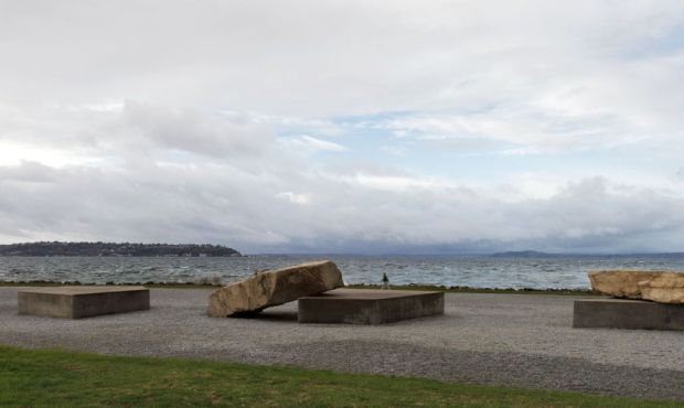 “Adjacent, Against, Upon” is a concrete and granite sculpture Michael Heizer created in...