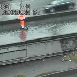 WSDOT tweeted, "Our crew is on the scene on the ramp from I-5 to I-90 to somehow clear this standing water."