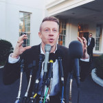 "Gave my first speech at the White House today. It was CRaZy!!! #westwing #whitehouse #DC" Macklemore said on Instagram.