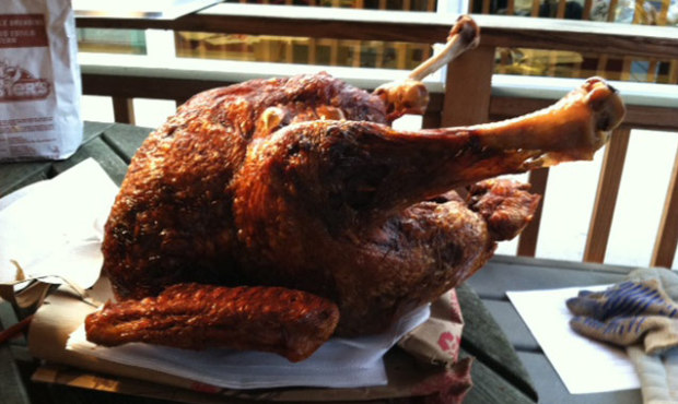 The Dori Monson Show and Snohomish County Executive John Lovick deep fried turkeys out on the back ...