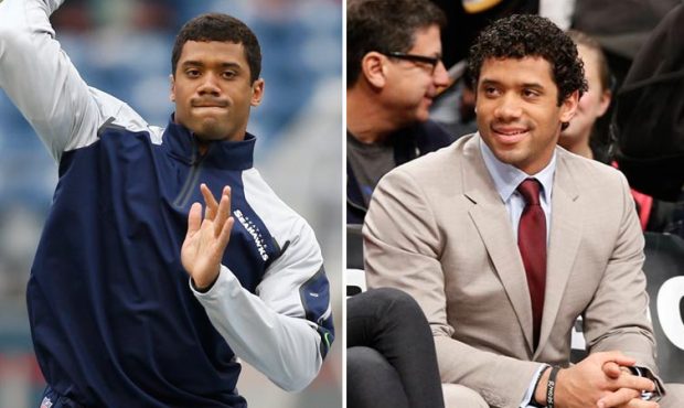 Russell Wilson grew his hair out this season after seeing an old picture. Pictured is Wilson in Sep...