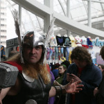 A man dressed as Thor holds his "hammer of the gods" at Emerald City Comicon at the Washington State Convention Center in Seattle, on Saturday, March 29, 2014.