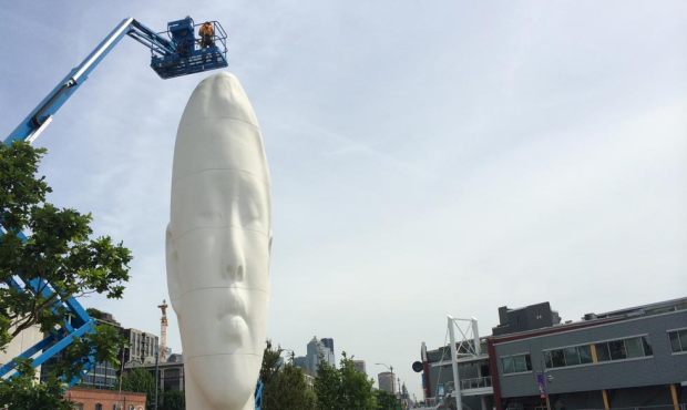 Crews begin installing Echo at the Olympic Sculpture Park on Seattle’s waterfront Thursday. (...