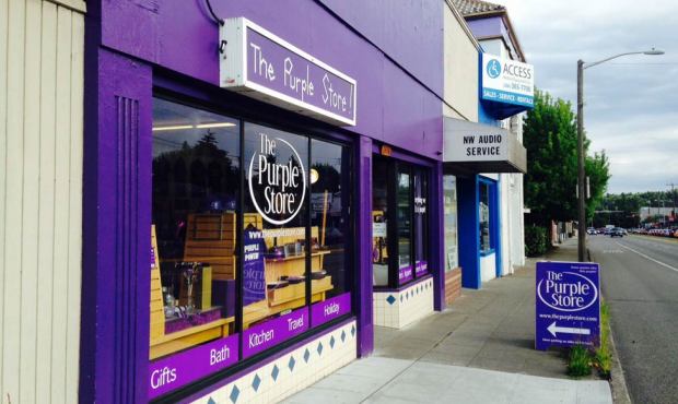 The Purple Store is sandwiched between a Crossfit and a medical equipment company near 75th and Aur...