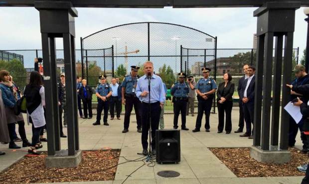 Seattle Mayor Ed Murray speaks to community members at Cal Anderson Park on Capitol Hill Wednesday....