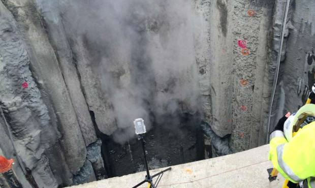Bertha the drill has broken through the 20-foot wall of concrete on the Seattle waterfront. (WSDOT ...