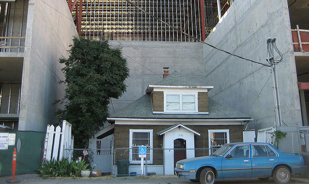 Edith Macefield’s house 108 year old house, as construction of the Ballard Blocks went up all...