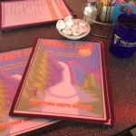A couple of menus and a damn fine coffee at Twede's. 