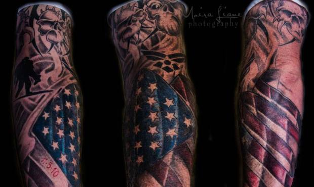 Keith Sekora shows off some of his tattoos. (Moira Liane Photography)...