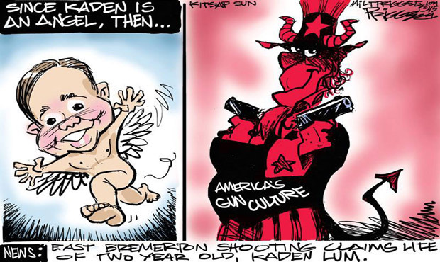Editorial cartoonist Milt Priggee stands by his drawing of 2-year-old Kaden Lum and the devil. (mil...