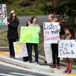 Parents and kids protest the use of crumb rubber material to replace the Edmonds School District's sports field.