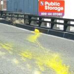 Paint in milk jugs was thrown onto the Alaskan Way Viaduct Thursday morning. 