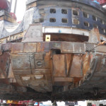 Crews work to repair Bertha on Seattle's waterfront, the worlds largest drilling machine.