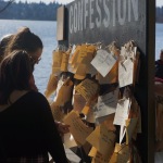 The Confession Board is set up at Green Lake park in Seattle.