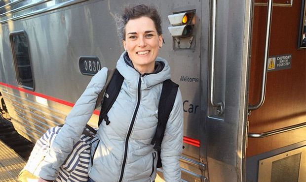 Seattle writer Ksenia Anske prepares to board the Empire Builder for her all expense paid writing t...