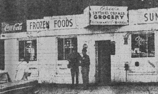 Greg’s Grocery on Halloween 1957 after the murder of proprietor Norton Gregory. (Feliks Banel...