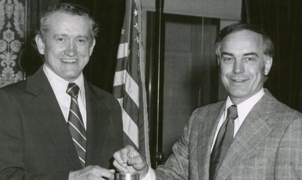 Ralph Munro and Governor Daniel J. Evans pictured in the mid 1970s. (Photo courtesy Washington Stat...