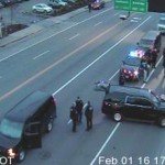 Seattle police have closed off a portion of 4th Avenue South at the I-90 west on ramp to make an arrest of one or more suspects from the Jan. 26 Jungle shooting. 